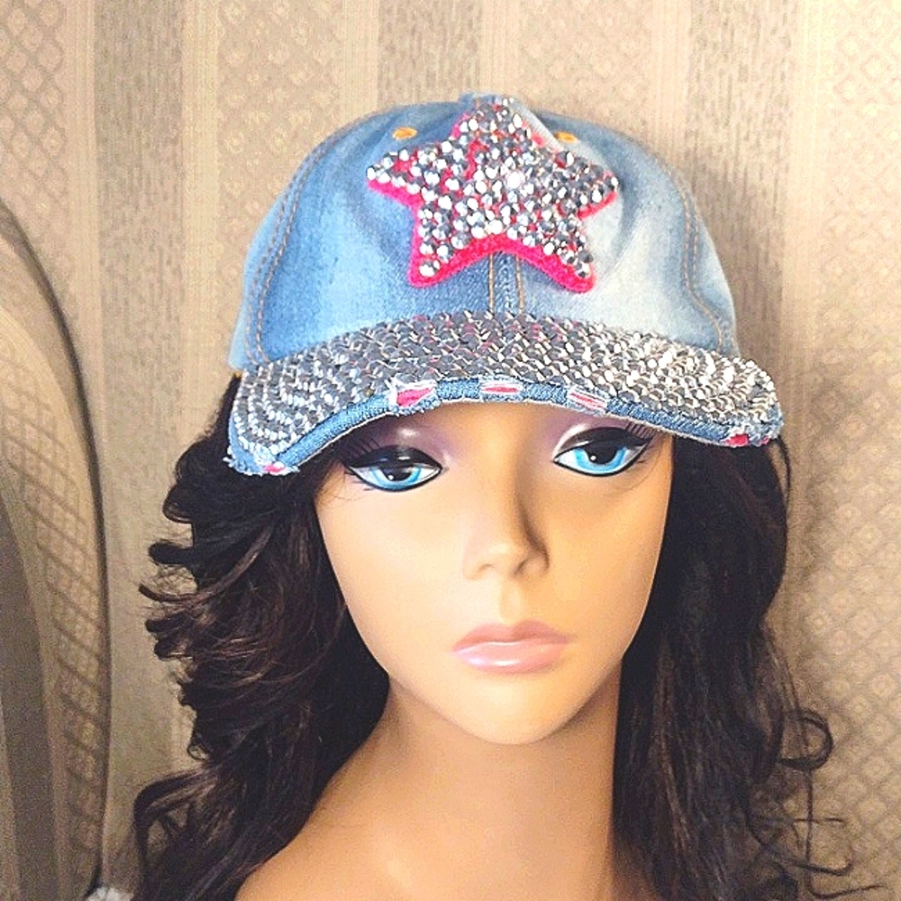 Magid Denim & Rhinestones distressed Cap